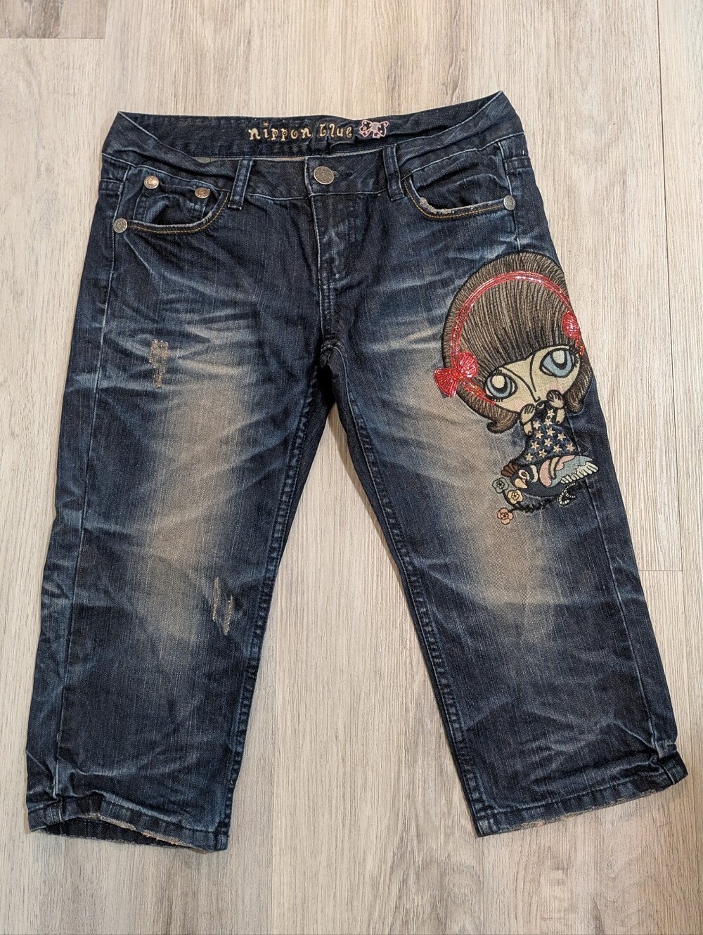 Rare Vintage Nippon Blue Denim Japanese Anime Capris – Women’s Size 27